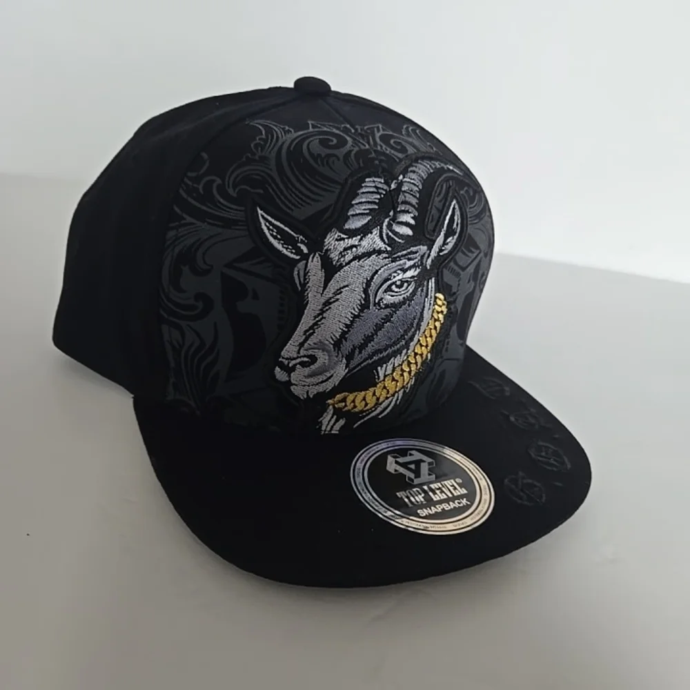 The GOAT Top Level Men's Snapback Hat One Size Black Embroidered Logo New